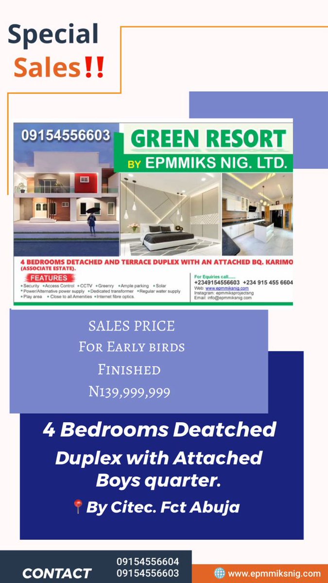 ObakpeeS's tweet photo. @instablog9ja SPECIAL SALES DISCOUNT‼️
3 bedrooms apart: Citec, Abuja?: N60m
4 bedrooms terrace Lifecamp, Mabushi.Abuja: N 150m
Detached Duplex Guzape, Abuja :N240m
4 bedrooms offplan Citec , Abuja: N110m

💖 Exclusive Discount, flexible payment plan, Luxury.
☎️ 09154556603
      09154556604 https://t.co/3pi4HTtjkl