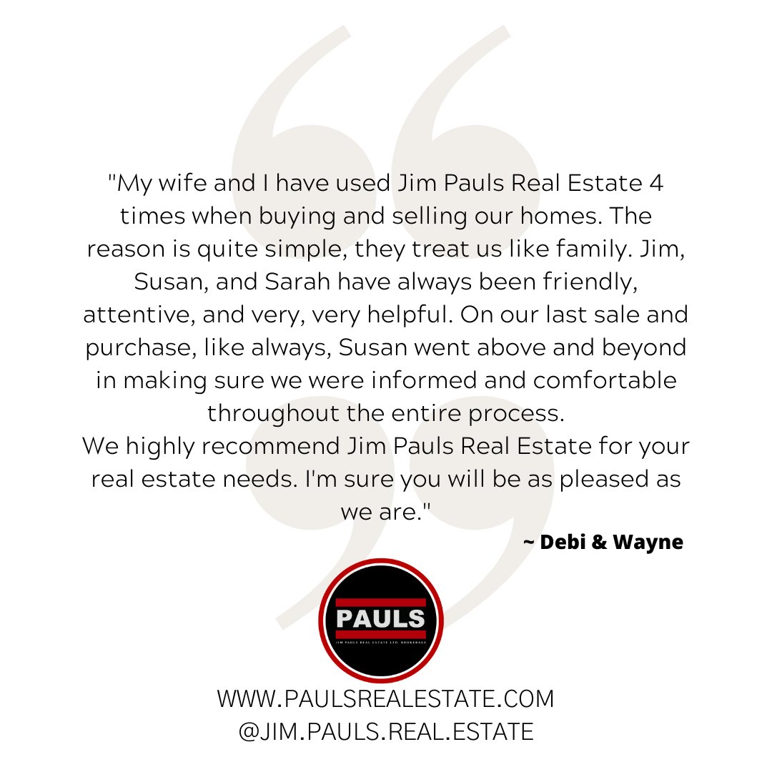 Thinking about buying or selling?  Here's what some of our past clients have to say ❤

#Testimonial #Recommend #Referred #PaulsRealEstate