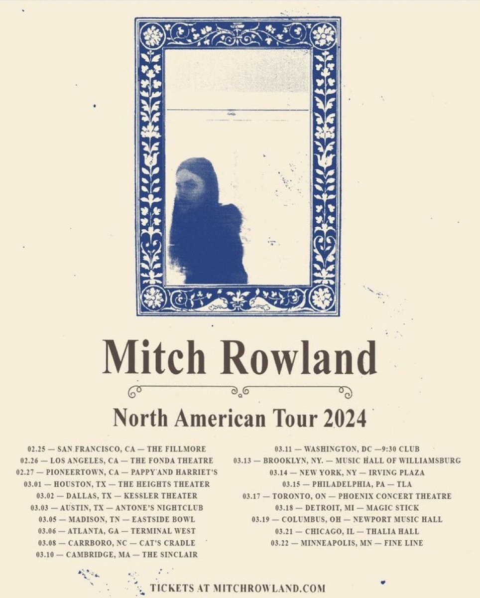 concertleaks's tweet photo. I’ve teamed up with @GiantMusic to give 8 winners a pair of tickets to Mitch Rowland’s upcoming North American tour! 

to win: 
• follow @concertleaks & @GiantMusic 
• retweet 
• reply w/ your city (options are listed below) 

more info can be found here
https://t.co/TBWjsezW3g

city options:
02.25 - San Fransisco 
03.01 - Houston 
03.02 - Dallas 
03.05 - Madison, TN 
03.11 - Washington DC 
03.17 - Toronto 
03.18 - Detroit 
03.19 - Columbus