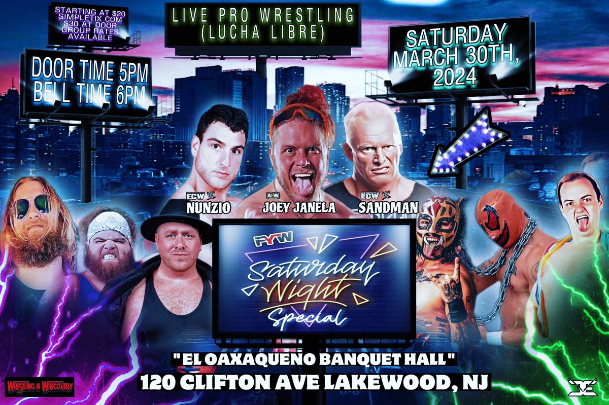 🚨LOCATION CHANGE🚨 Due to unforeseen circumstances, we have decided to move the location of our event to Lakewood, New Jersey on the Jersey shore March 30 FYW Live Pro Wrestling Saturday Night Special!!! Tickets- simpletix.com/e/fyw-pro-wres… We would like the fans for your support
