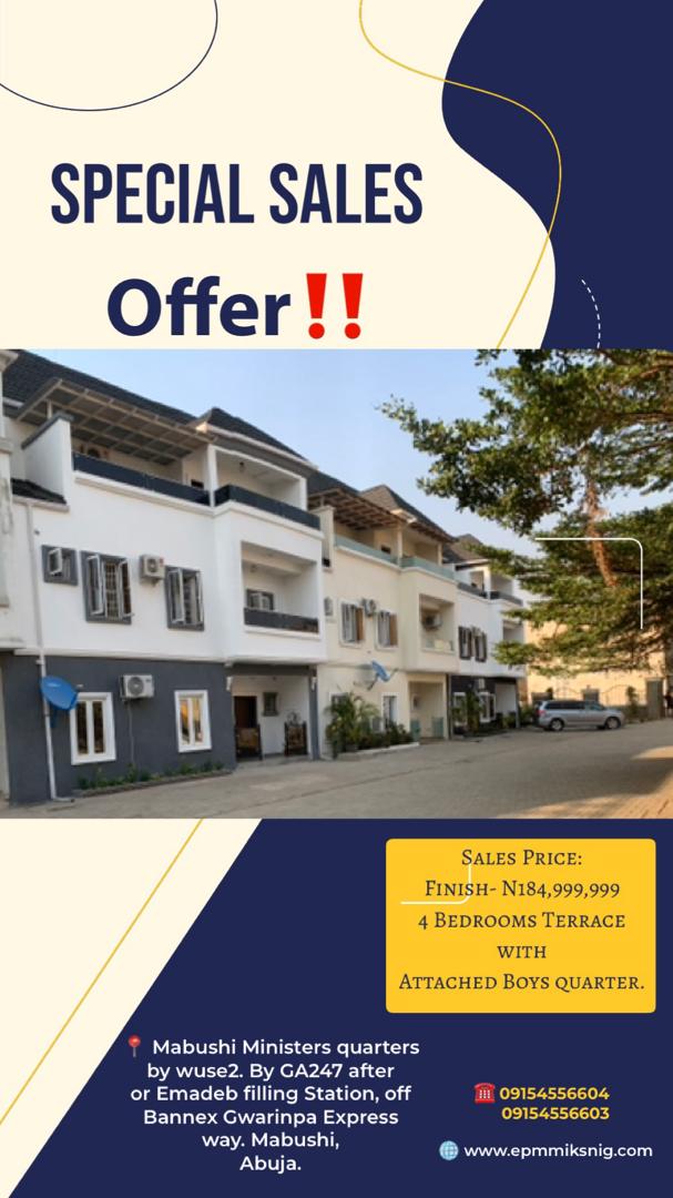 ObakpeeS's tweet photo. @toyin_abraham1 SPECIAL SALES DISCOUNT‼️
3 bedrooms apart: Citec, Abuja?: N60m
4 bedrooms terrace Lifecamp, Mabushi.Abuja: N 150m
Detached Duplex Guzape, Abuja :N240m
4 bedrooms offplan Citec , Abuja: N110m

💖 Exclusive Discount, flexible payment plan, Luxury.
☎️ 09154556603
      09154556604 https://t.co/F2QLEx2hza
