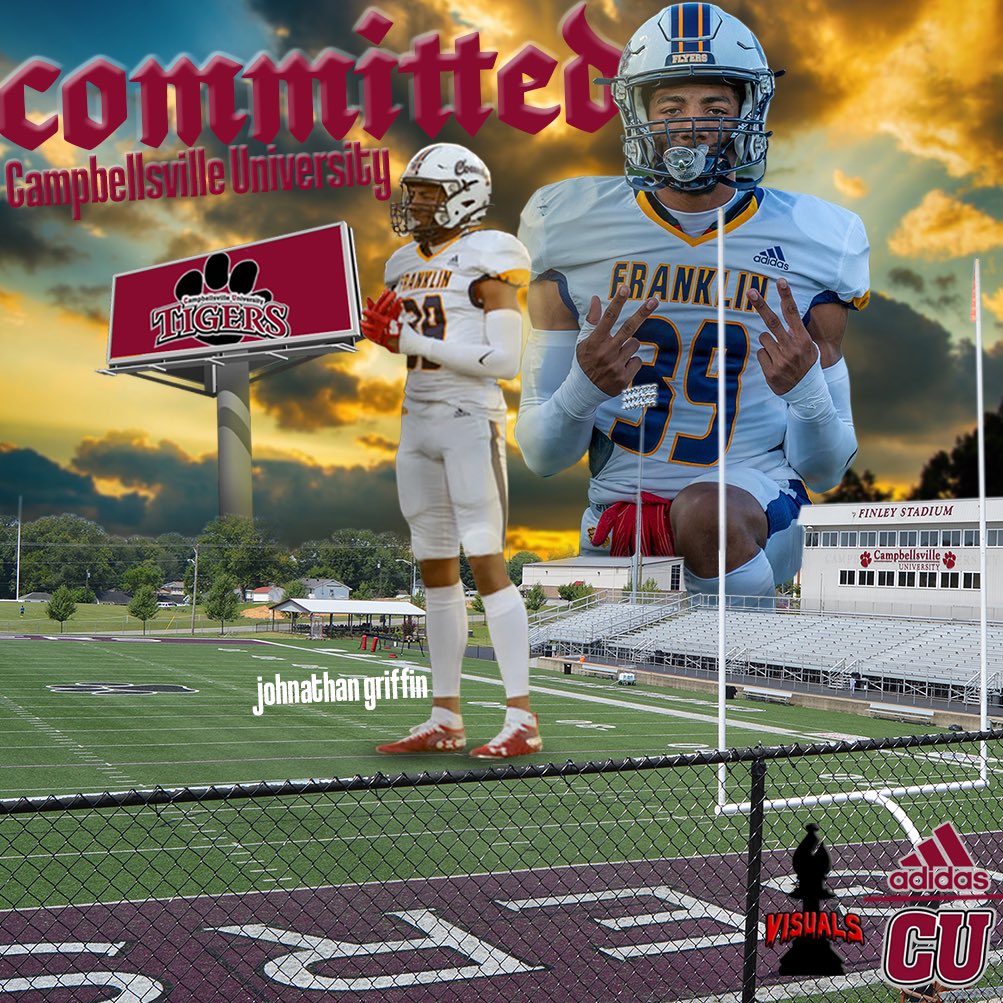 Johnathan Griffin (@johnathangr1ff) on Twitter photo After many talks with my loved ones and the man above, I am excited to announce that I am committed to <a href="/CvilleTigersFB/">Campbellsville Football</a> !! <a href="/CoachRussCville/">Jake Russell</a> <a href="/jeffowens95/">Jeff Owens</a> <a href="/FCFlyerFootball/">Flyer Football</a> <a href="/DennyDledford/">Coach Dennis Ledford</a> After many talks with my loved ones and the man above, I am excited to announce that I am committed to <a href="/CvilleTigersFB/">Campbellsville Football</a> !! <a href="/CoachRussCville/">Jake Russell</a> <a href="/jeffowens95/">Jeff Owens</a> <a href="/FCFlyerFootball/">Flyer Football</a> <a href="/DennyDledford/">Coach Dennis Ledford</a>