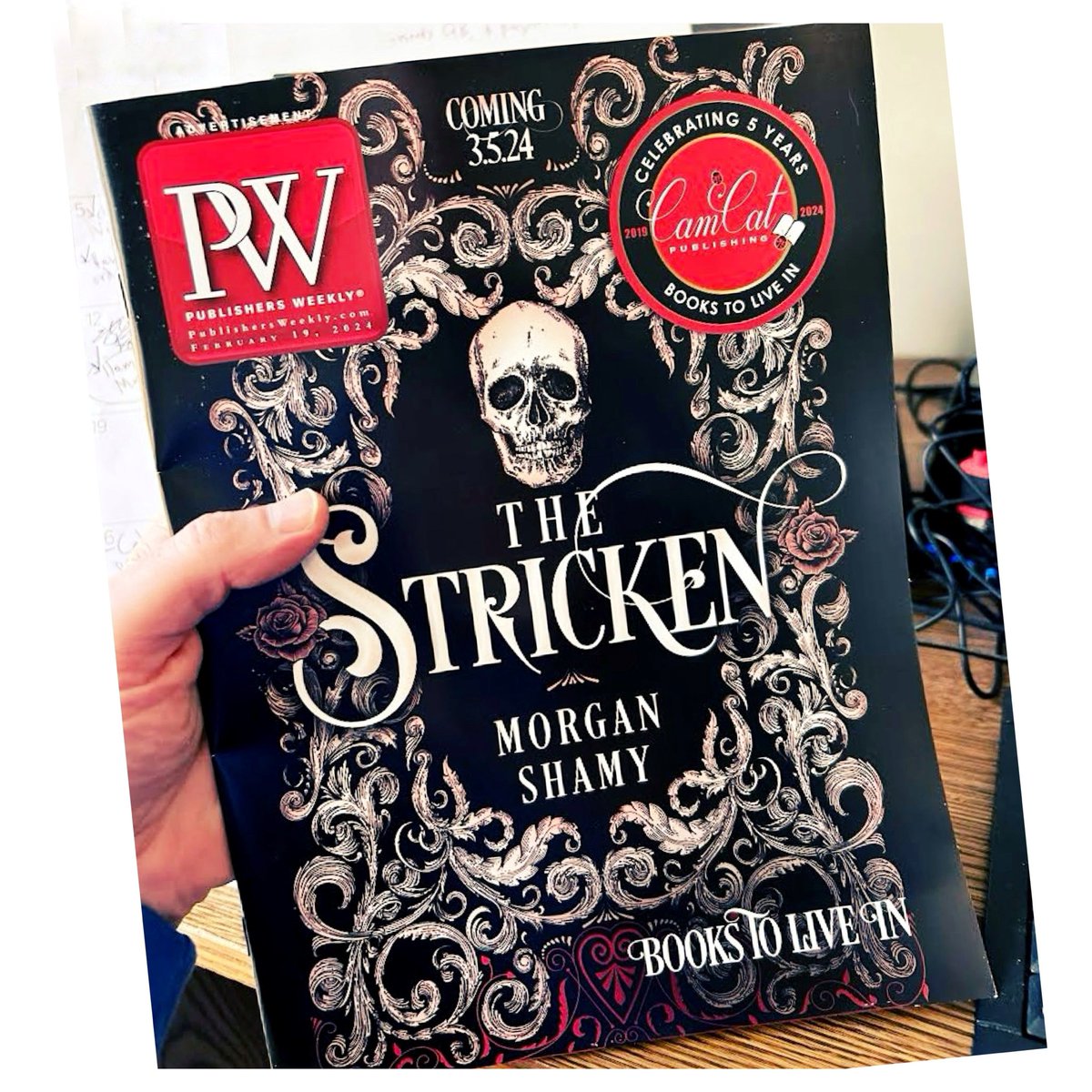 MorganShamy's tweet image. I just found out I’m on the cover of this week’s print issue of Publishers Weekly! Dyyying!! What a dream!!! Book releases March 5th!! 📚🥹🙏🏻💀🔥💔
