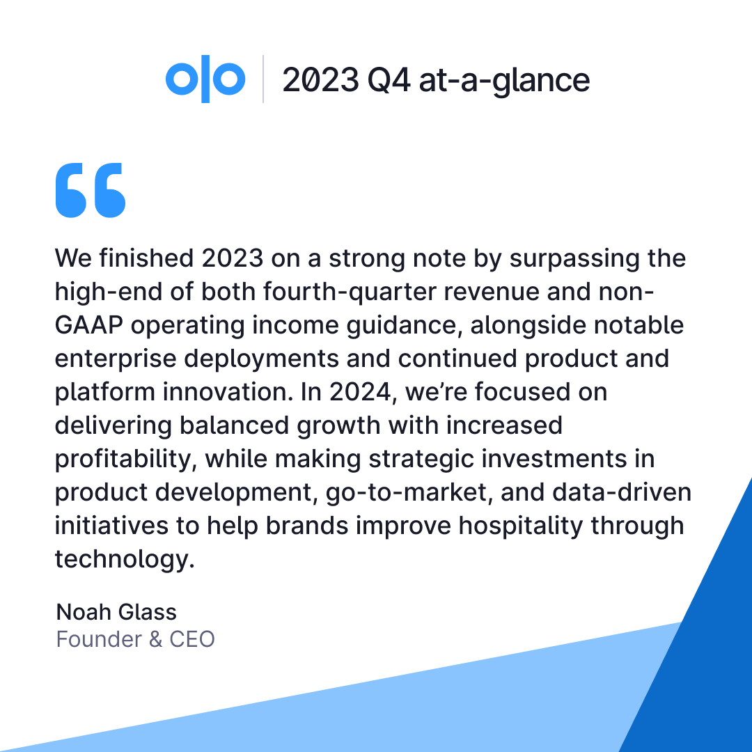 We're proud to have ended 2023 on a strong note and look forward to continuing to grow alongside our customers in the year ahead.

#HospitalityAtScale #AccelerateTheFuture