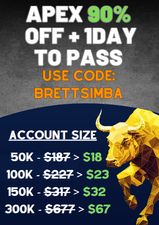 BrettSimba's tweet photo. APEX BIGGEST SALE EVER 90% OFF + 1DAY TO PASS 

USE CODE: BrettSimba at checkout for any eval account to get 90% off!

https://t.co/IVGCMFNQTT