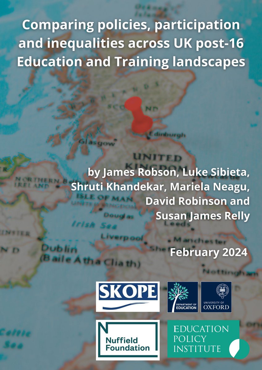 🚨NEW REPORT: UK Nations post-16 Education &amp; Training🚨

Our report published today with <a href="/SKOPEOxford/">SKOPE</a> reveals major differences in post-16 education and training (E&amp;T) across the UK nations and inequalities in outcomes for learners.

📖Read in full: epi.org.uk/publications-a…
