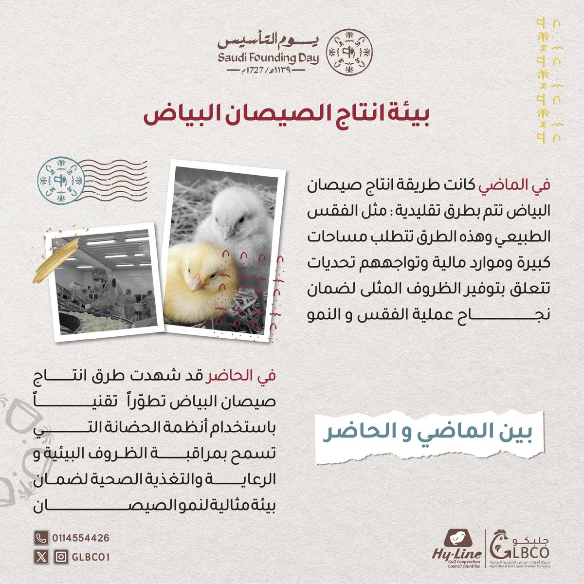 GLBCO1's tweet photo. #من_بدينا بيئة انتاج الصيصان البياض بين الماضي والحاضر 🐥
#يوم_التاسيس | #يوم_التأسيس_السعودي https://t.co/wAdiNdtUjo