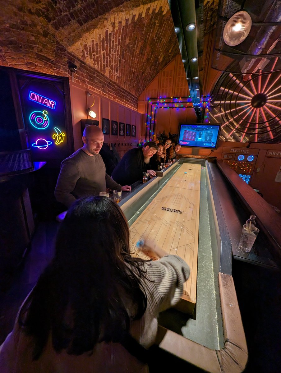 dergal's tweet photo. Huge thanks to @keywordinsights for supporting an SEO night out with electric shuffle board - I might have lost EVERY single game but I'm not bitter at all... https://t.co/hvrwGr3vwv