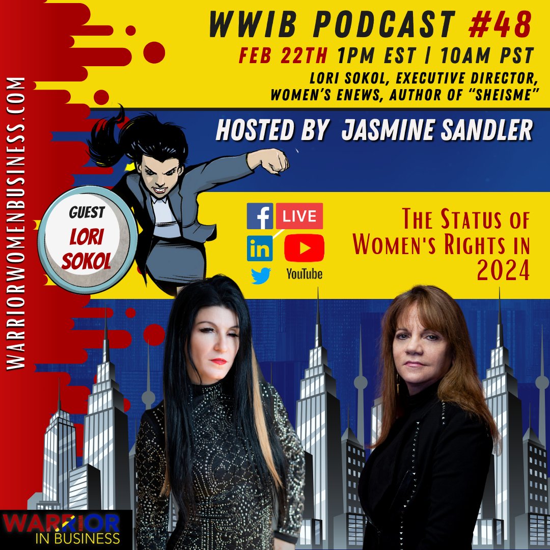 Want to know How #Women with rule the world? Join me and  my #Warriorwomeninbusiness podcast guest and Exec director <a href="/WomenseNews/">Women's eNews</a> Lori Sokol as we go live chatting about the state and future of #WomensRights . Tomorrow 1pm est <a href="/Warriorwomenib/">WarriorWomenib</a> LIVE! Tune in!