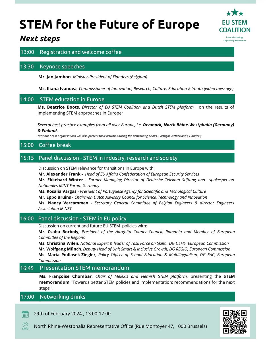 Interested in approaches on interesting people for #STEM #MINT from different European countries? Join the <a href="/STEM_Europe/">EU STEM Coalition</a> event in Brussels February 29!