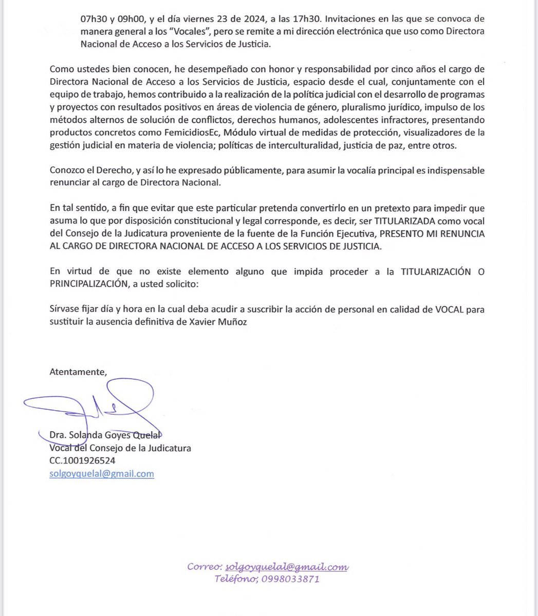 Hoy terminé un hermoso período  en mi vida profesional al frente de la Dirección de Acceso a los Servicios de Justicia y, luego de superar inexplicables objeciones a mi participación, inicio un nuevo reto, ahora como vocal del Pleno del Consejo de la Judicatura.
#NuevaJusticiaEc