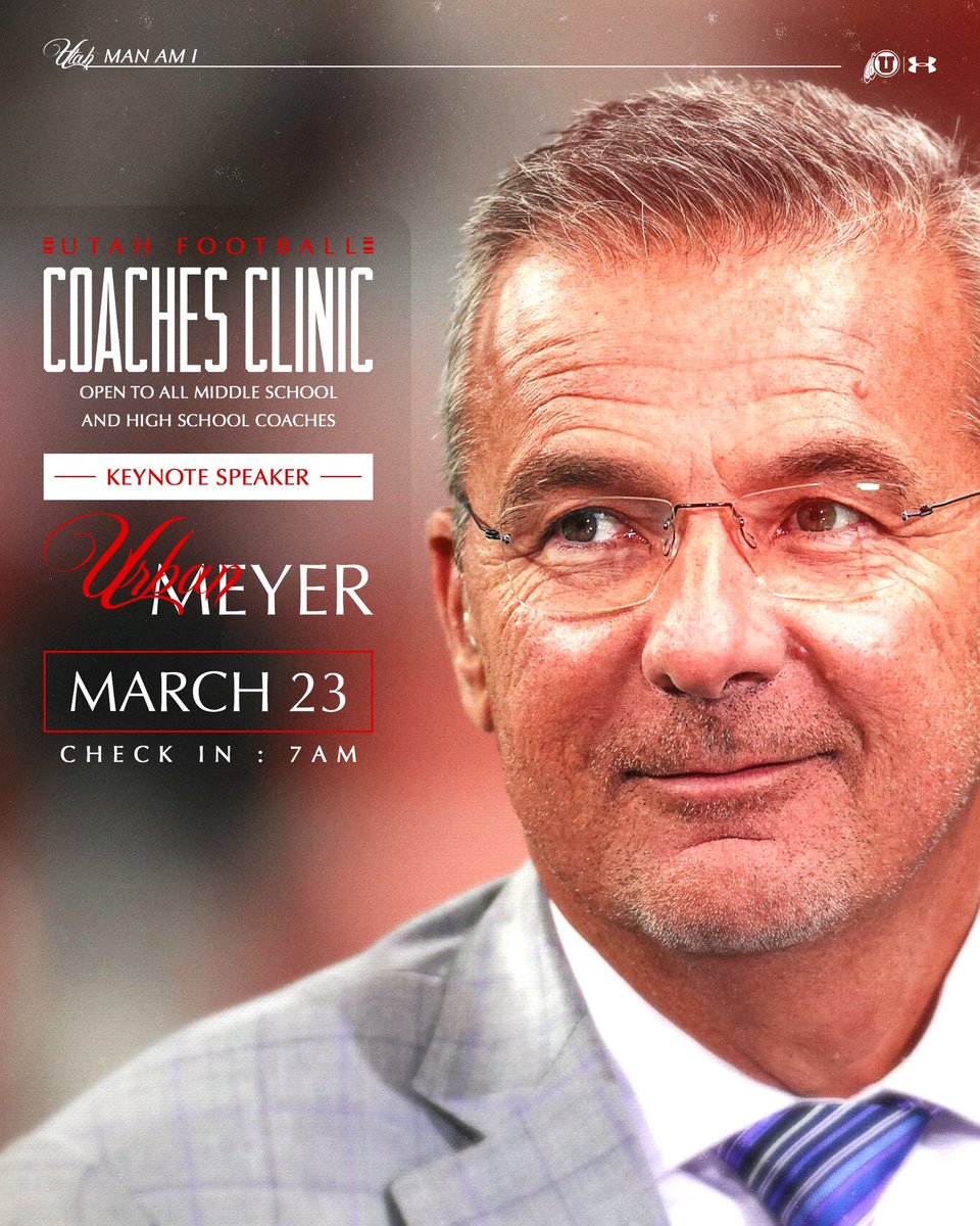 Utah_Football's tweet image. We are excited to announce Urban Meyer &amp;amp; Jamar Cain as our keynote speakers for this year’s Coaches’ Clinic 🙌 

Sign up today - early bird pricing ends March 9th ‼️

register.ryzer.com/camp.cfm?sport…