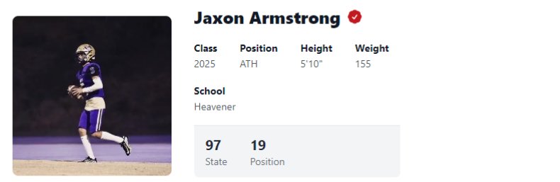 Jaxon_Armstrong4 (@armstrong4jaxon) on Twitter photo Thanks to <a href="/PrepRedzoneOK/">Prep Redzone Oklahoma</a> for the love! Jumped into the Top 100 overall and Top 20 as an ATH! <a href="/CoachJack21/">Jack Armstrong</a> <a href="/seancooper_C4/">Sean Cooper</a> <a href="/jody_clubb/">Jody Clubb</a> <a href="/coachmagoo67/">Jamie Armstrong</a> Thanks to <a href="/PrepRedzoneOK/">Prep Redzone Oklahoma</a> for the love! Jumped into the Top 100 overall and Top 20 as an ATH! <a href="/CoachJack21/">Jack Armstrong</a> <a href="/seancooper_C4/">Sean Cooper</a> <a href="/jody_clubb/">Jody Clubb</a> <a href="/coachmagoo67/">Jamie Armstrong</a>