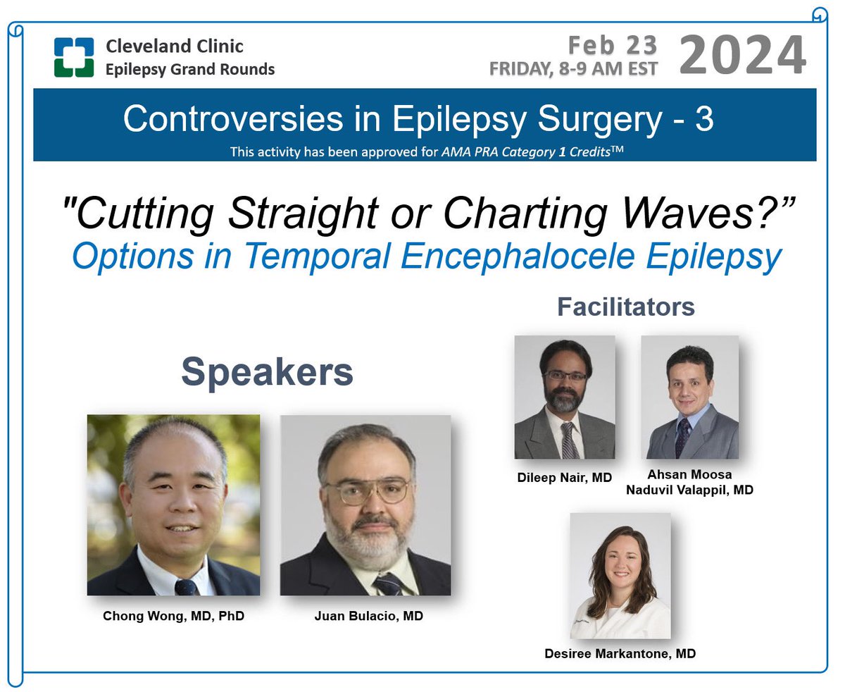 Our highly popular Controversy Series return with Topic 3! Make sure to attend this session Friday! 

Link: cmrccf.webex.com/cmrccf/j.php?M…

Webinar number: 2430 813 2713
 
‼️Webinar password: epilepsy
