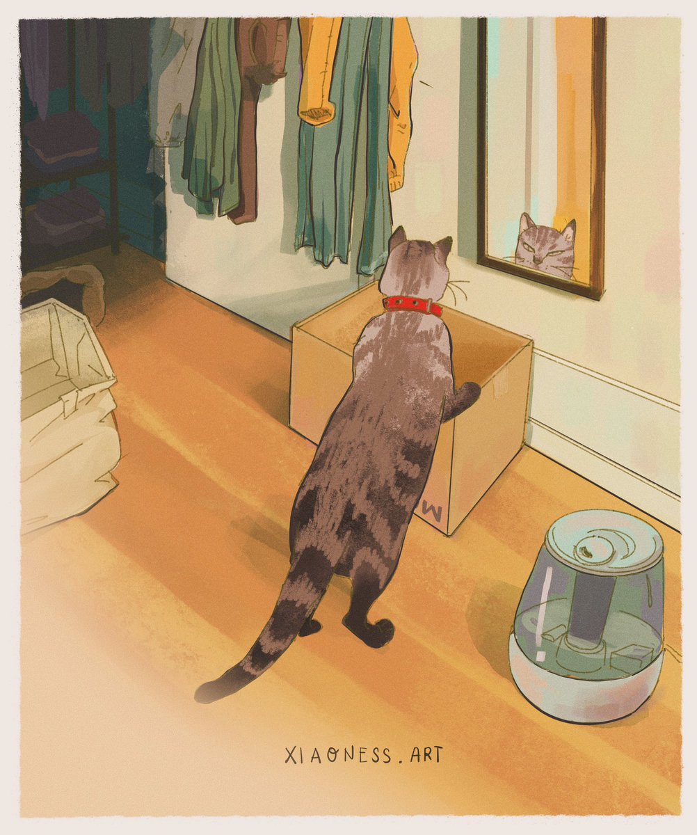 Cat looking in the mirror 🪞✨ #digitalart #Procreate