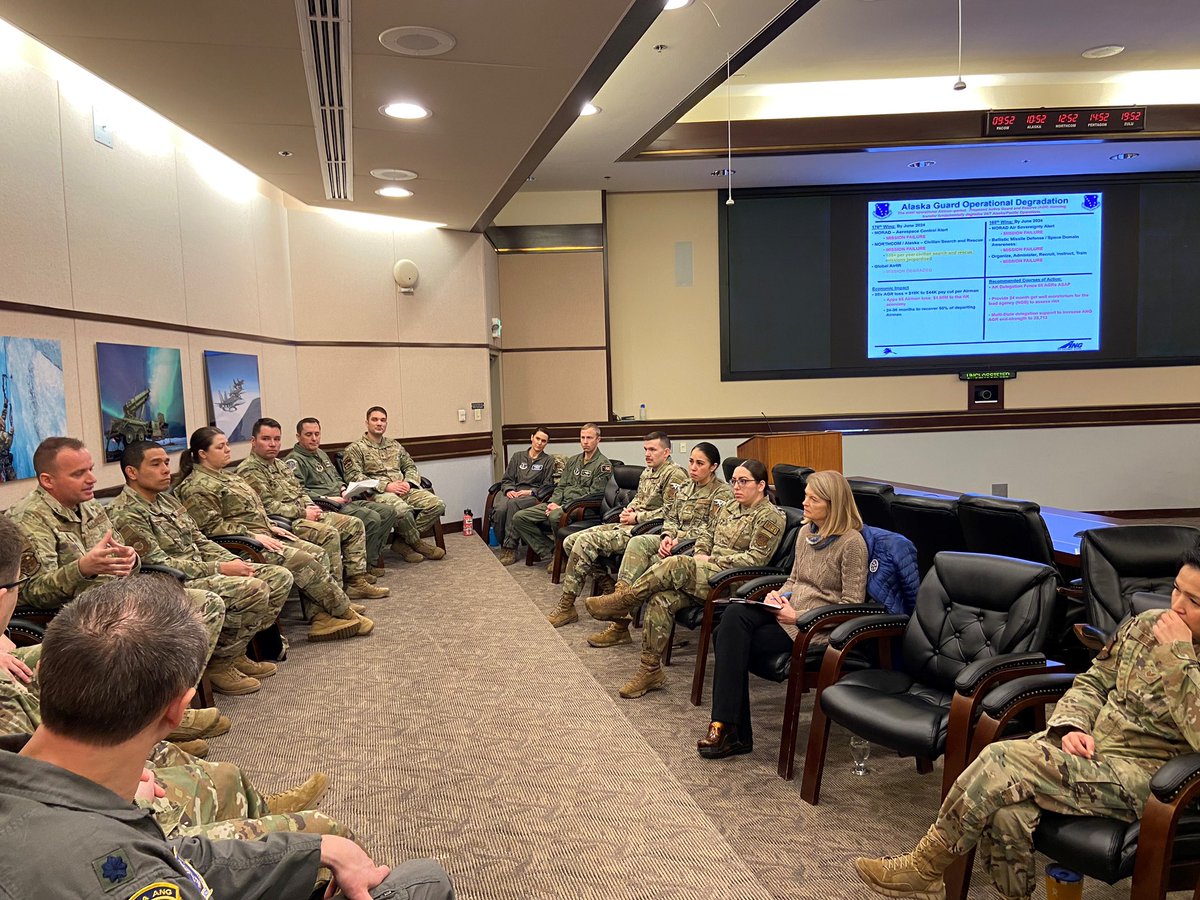 lisamurkowski's tweet photo. I had an incredibly humbling meeting this morning with dedicated Air National Guard members impacted by the nearly 100 cuts to Active Guard positions in Alaska proposed by the National Guard Bureau. https://t.co/lV5Roa0xK2