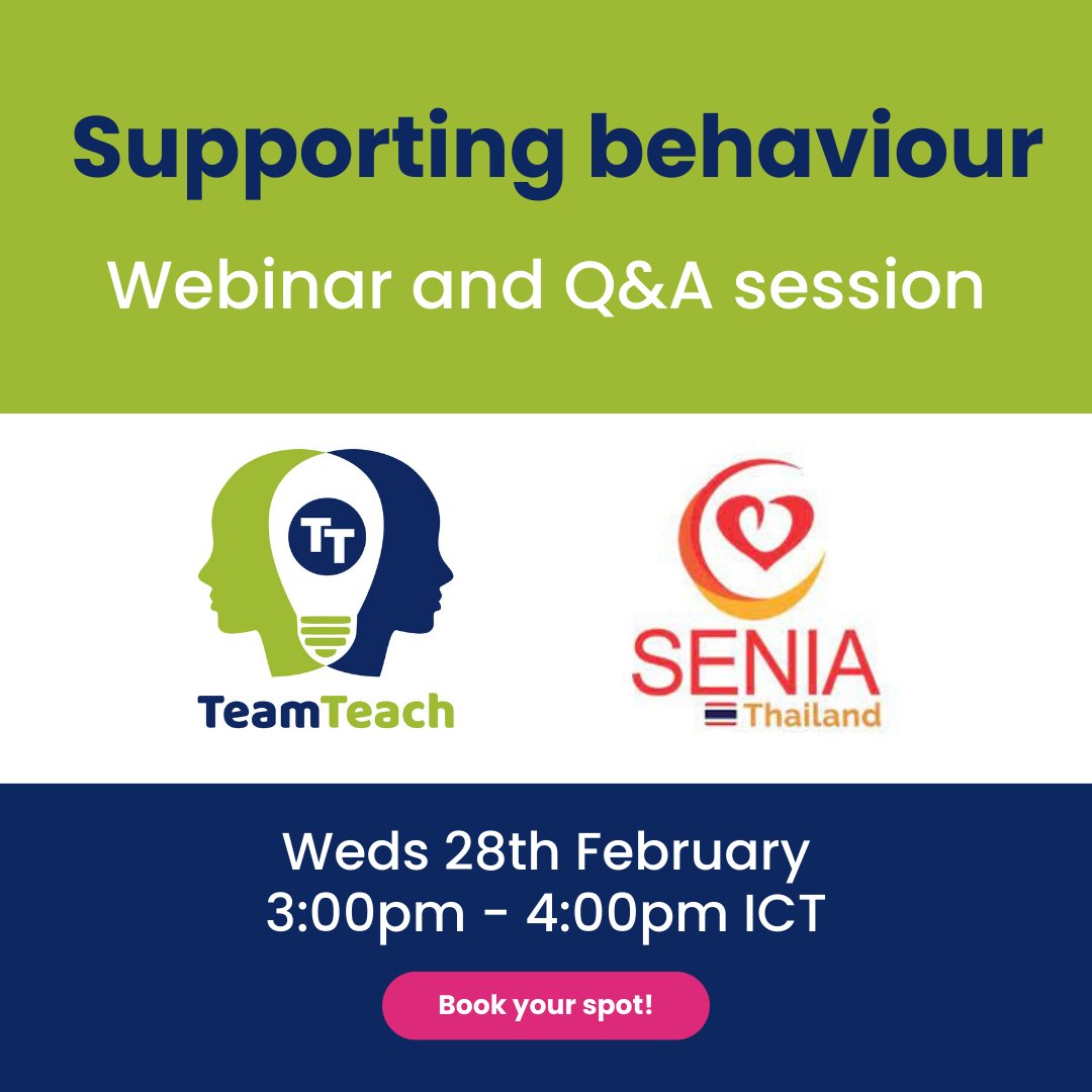 Educators in Asia 📣Please join us for a free online webinar and Q&A on how to effectively support behaviour in a positive way, with the incredible team @seniaworldwide Book your place here: ecs.page.link/BRNks #edutwitter #CPD