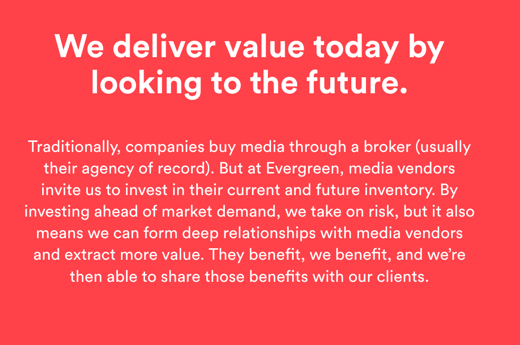 EvergreenROR's tweet photo. Looking to the future to delivering value today! 💪

#mediainvestment #mediatrade #mediastrategy #marketingstrategies #roistrategies

@EvergreenTradng https://t.co/UrCUJ2fZIX https://t.co/nhAEyJM7Lp