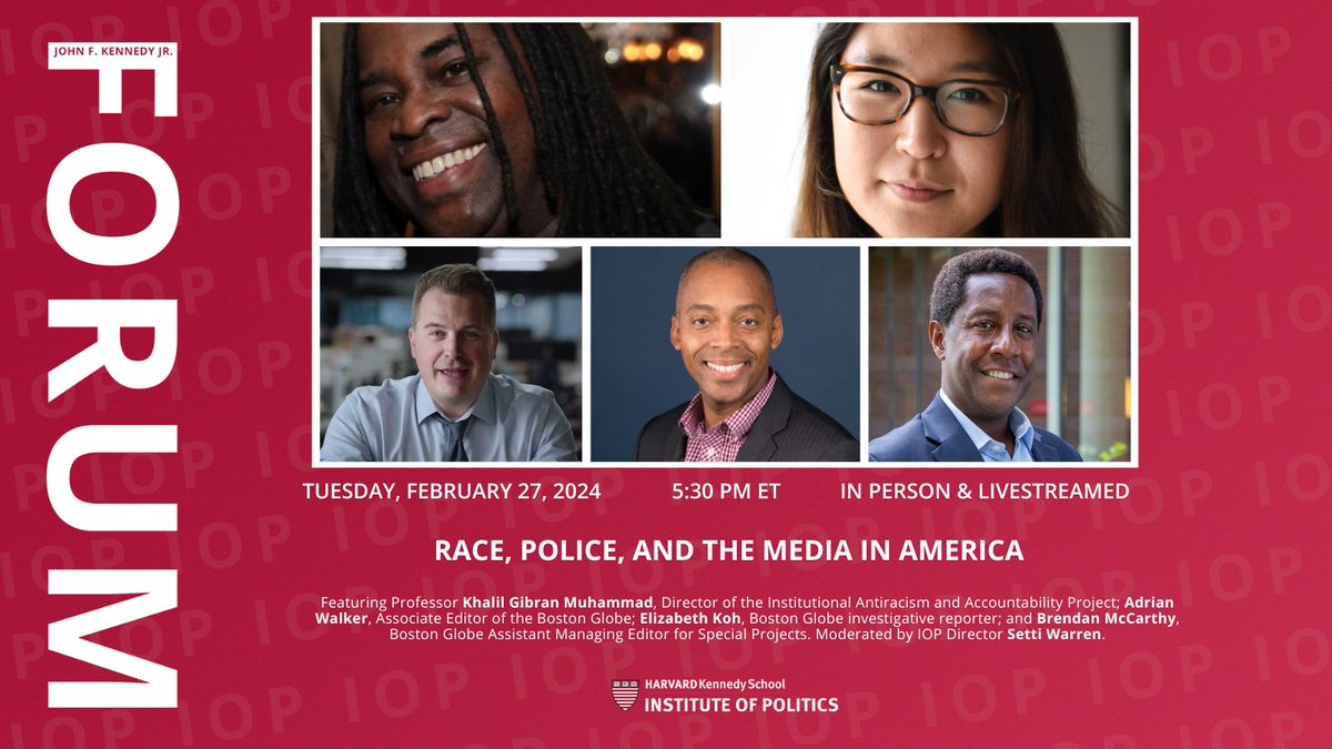 Join Prof @KhalilGMuhammad & @BostonGlobe's @Adrian_Walker, @elizabethrkoh & @bmccarthynews in the Forum on 2/27 for an insightful discussion on the infamous Charles Stuart murder case, its impact on society & findings from podcast Murder in Boston. RSVP: ken.sc/forum1-0227