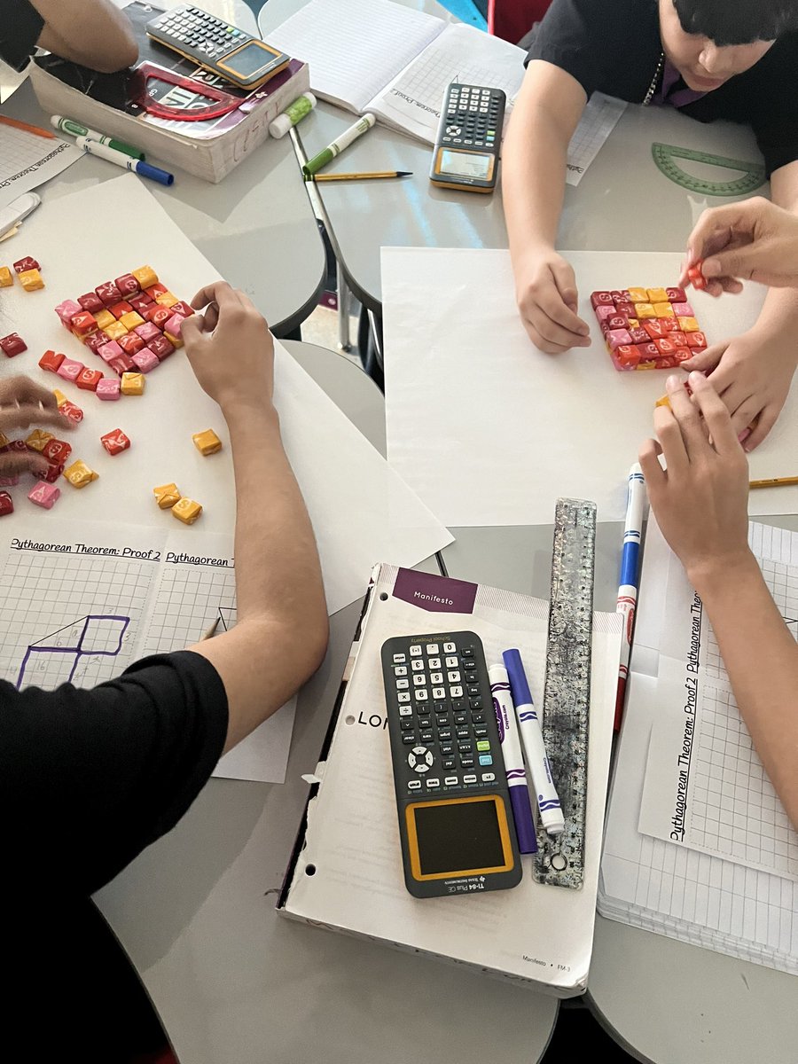 Students were proving the Pythagorean theorem today with starbursts and drawings. @HambrickMS_AISD