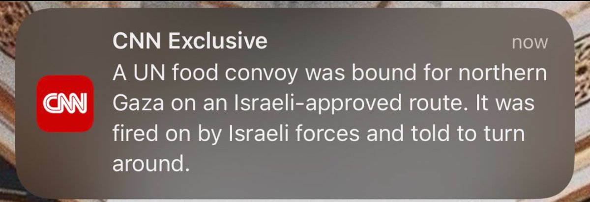 ShaykhSulaiman's tweet photo. ISRAELI FORCES FIRE AT A UN FOOD CONVOY FORCING IT TURN AROUND

The people are starving. 

War Crimes. https://t.co/D65hwbSwgH