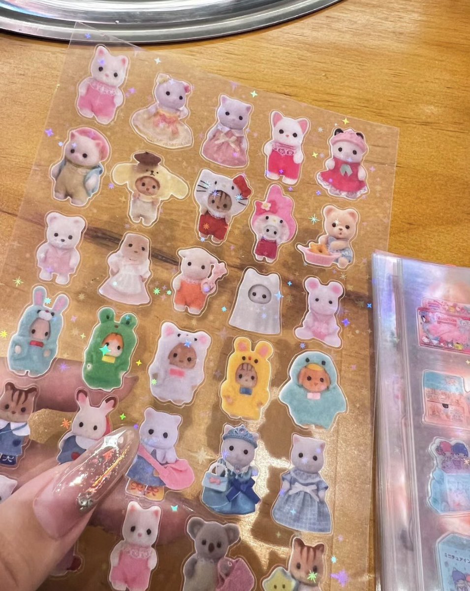 piinkimi_'s tweet photo. sylvanian families x sanrio stickers https://t.co/wi5qTPvdAw