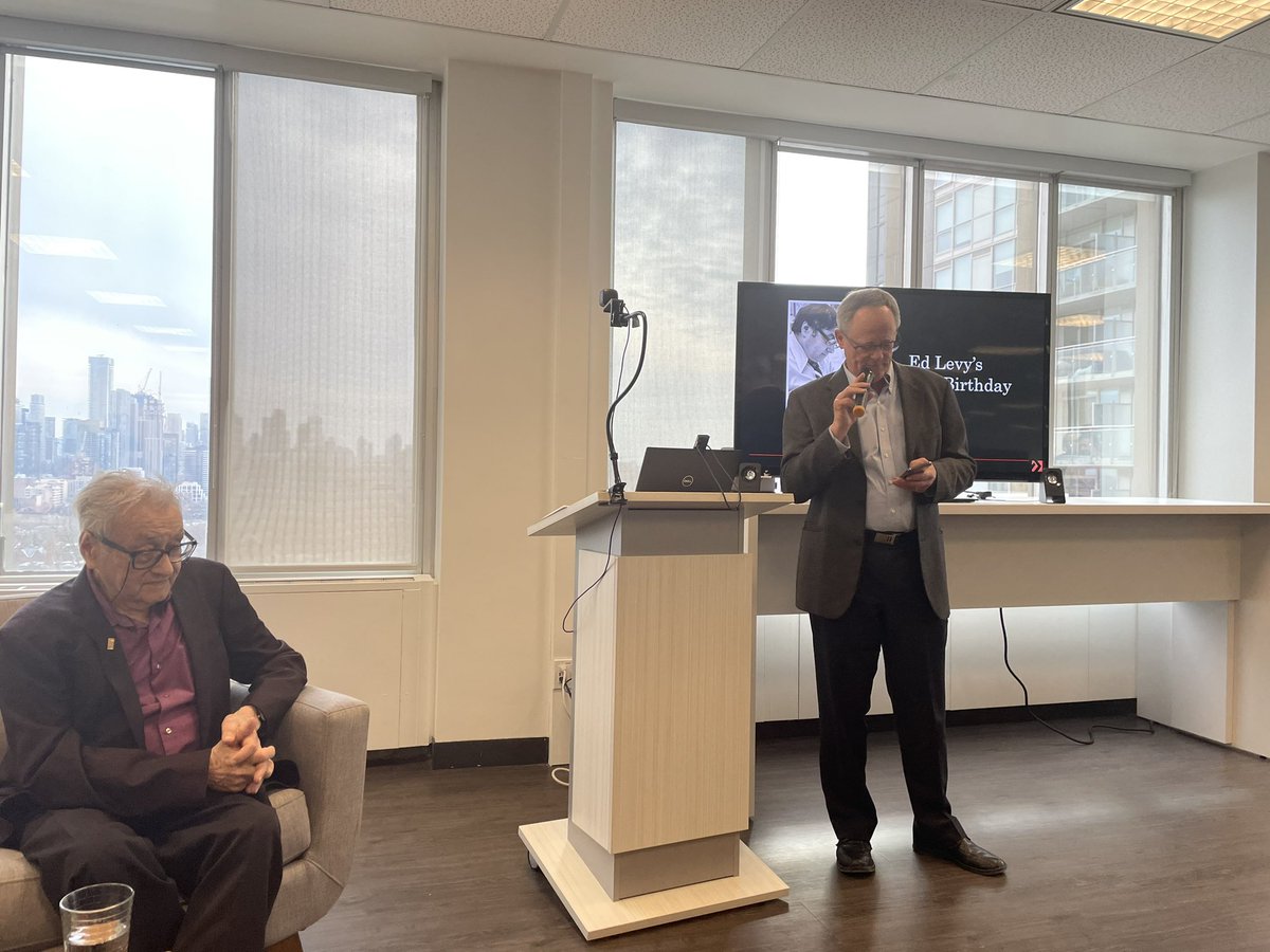Burchfie's tweet photo. Thank you BA Group for inviting me to celebrate Ed Levy’s 90th birthday! Such an honour to be amongst Toronto’s transportation brain trust in celebrating this man’s accomplishments and learning about his leadership and mentorship of the next generation. Happy Birthday Ed!! https://t.co/GskkoFd2qF
