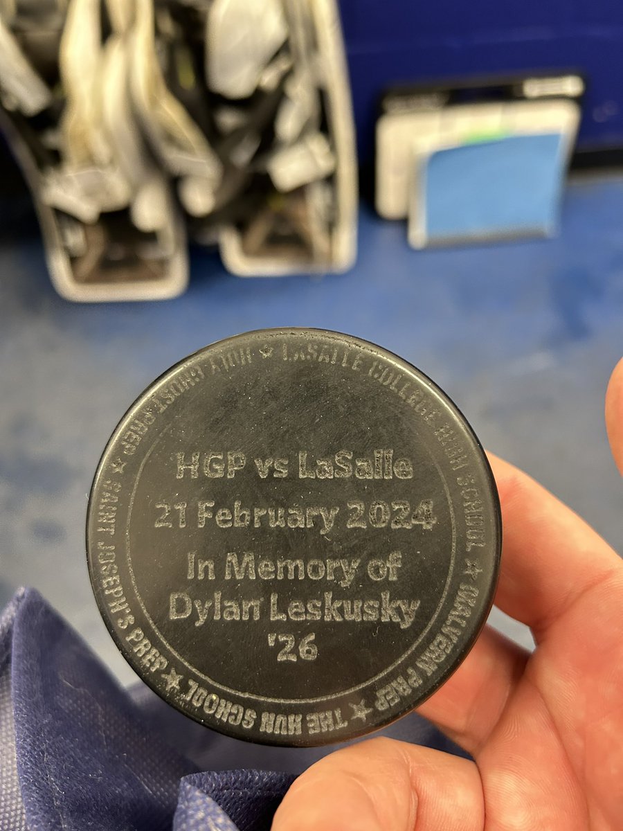 LaSalle_Sports's tweet photo. Thanks to our competitors on ice and our Brothers in Christ @HGPIceHockey for thinking of our school community and remembering our brother, Dylan. https://t.co/UjKIL9zcOR