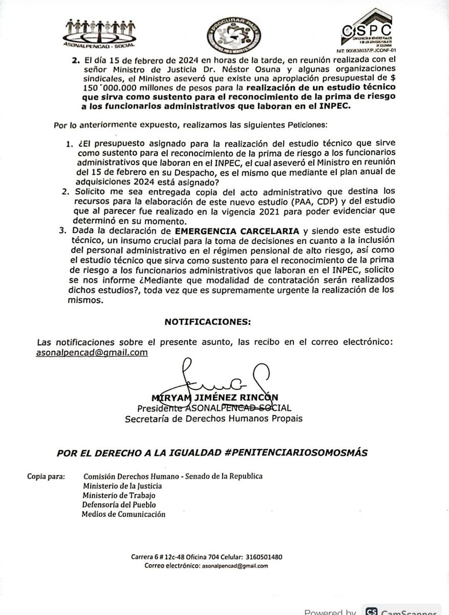 RobinOjed's tweet photo. Bienvenida, la justa lucha de los compañeros administrativos @INPEC_Colombia https://t.co/4kIQkiavrR
