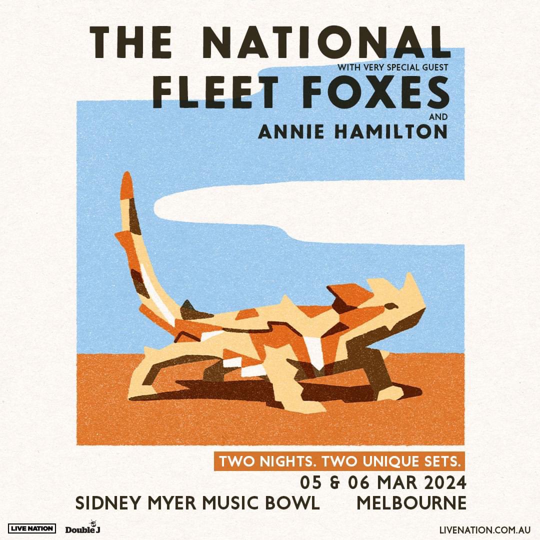 Melbourne! 🇦🇺 We're just under two weeks away from our shows, where ICYMI, we'll be playing two completely unique sets over two nights! We're excited to be joined by special guests Fleet Foxes and @anniehamilton_. livenation.com.au/artist-the-nat…