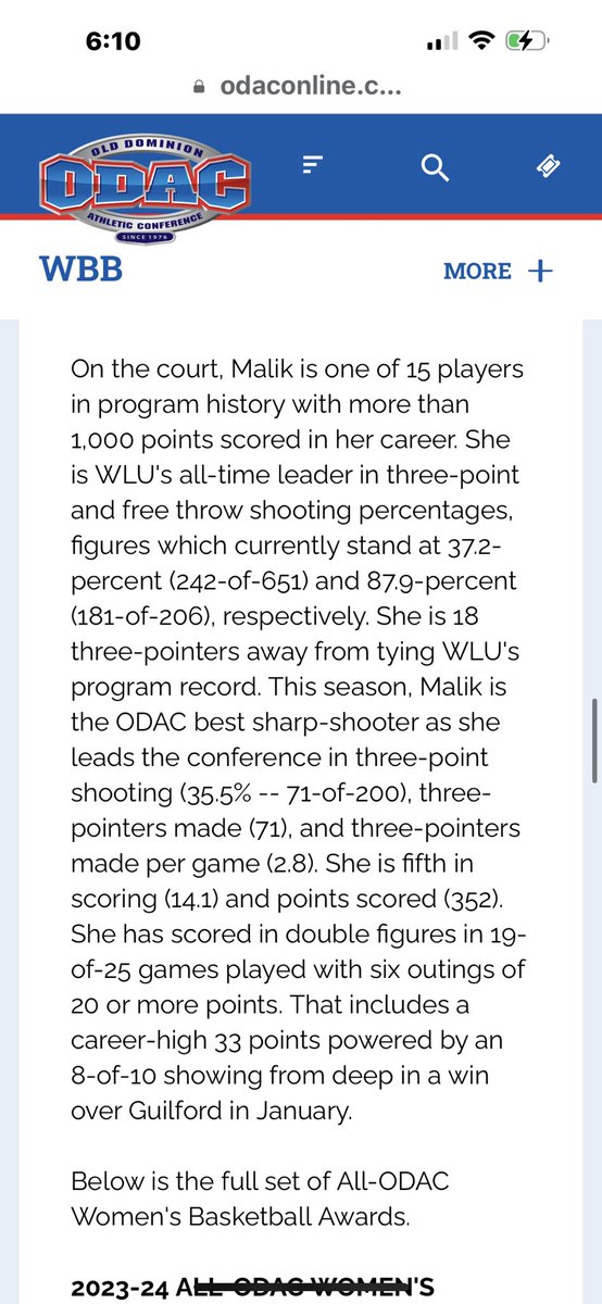 So Proud of Hanna.. getting it Done On &amp; Off the Court… Especially at a Great School like W&amp;L! Scholar Athlete of the Year &amp; 1st Team All ODAC #HardWorkPaysOff
