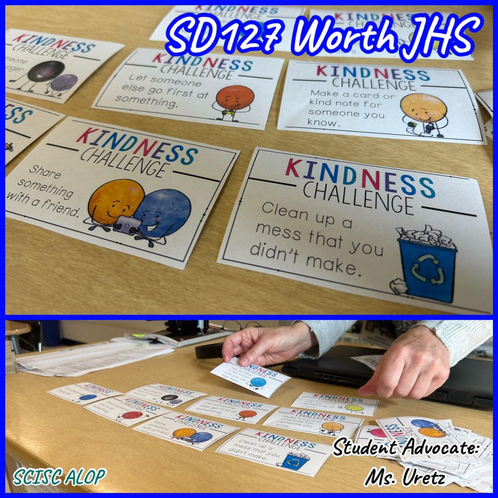 TCOB4Students's tweet photo. @SouthCookISC ALOP on-site school location @WorthSD127 “Student Advocate, Ms. Uretz implements an SEL Acts of Kindness Challenge with students! Super Awesome 🌟
|Fleming, Asst. Superintendent @CindyDykas, Principal Tooth, & AP Wills.| #SCISCALOP @DrVkinder #SCISCALOP #SD127 https://t.co/kHn66QEtuy