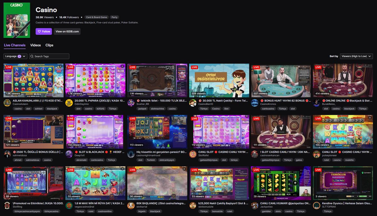 🤔Twitch Casino kategorisinde kumar yayınları açılmaya devam ediliyor.