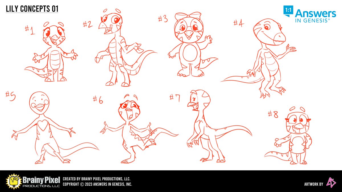 BrainyPixel's tweet photo. Check out these early, early concepts for Lily from #LilysLab! Which one is your favorite?
If you want to see more of our favorite leaellynasaura, check out "Lily's Lab" now streaming on @answers_tv! https://t.co/sn9vfDiBiU