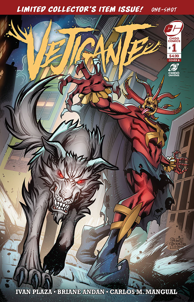 AVAILABLE NOW FOR PRE-ORDER! SHIPPING STARTS MARCH 2024! LIMITED AMOUNTS AVAILABLE!
chidocomics.bigcartel.com/products

VEJIGANTE #1 (ONE-SHOT)
(W) Ivan Plaza
(A) Briane Andan
(L) Carlos M. Mangual
(CA) Briane Andan, Loris Ravina (COVER A)
(CA) Pow Rodrix, Prakash Sutar (COVER B)