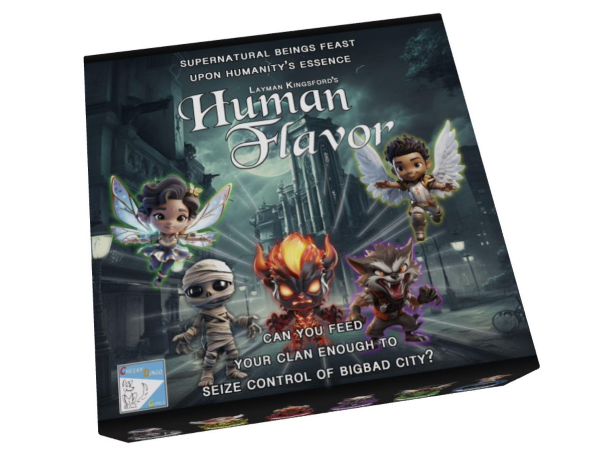 CheekyDingo's tweet image. New box cover concept for the Human Flavor boardgame.

After several successful play tests this last weekend at Genghis Con (where I had to institute a  waiting list for both this game and Starship Crewpers), a ton of tweaks and cleanup work has happened.