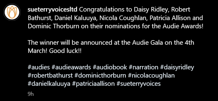 Scavenger_Jakku's tweet photo. #DaisyRidley #AudioAwards https://t.co/av8drkcjuE