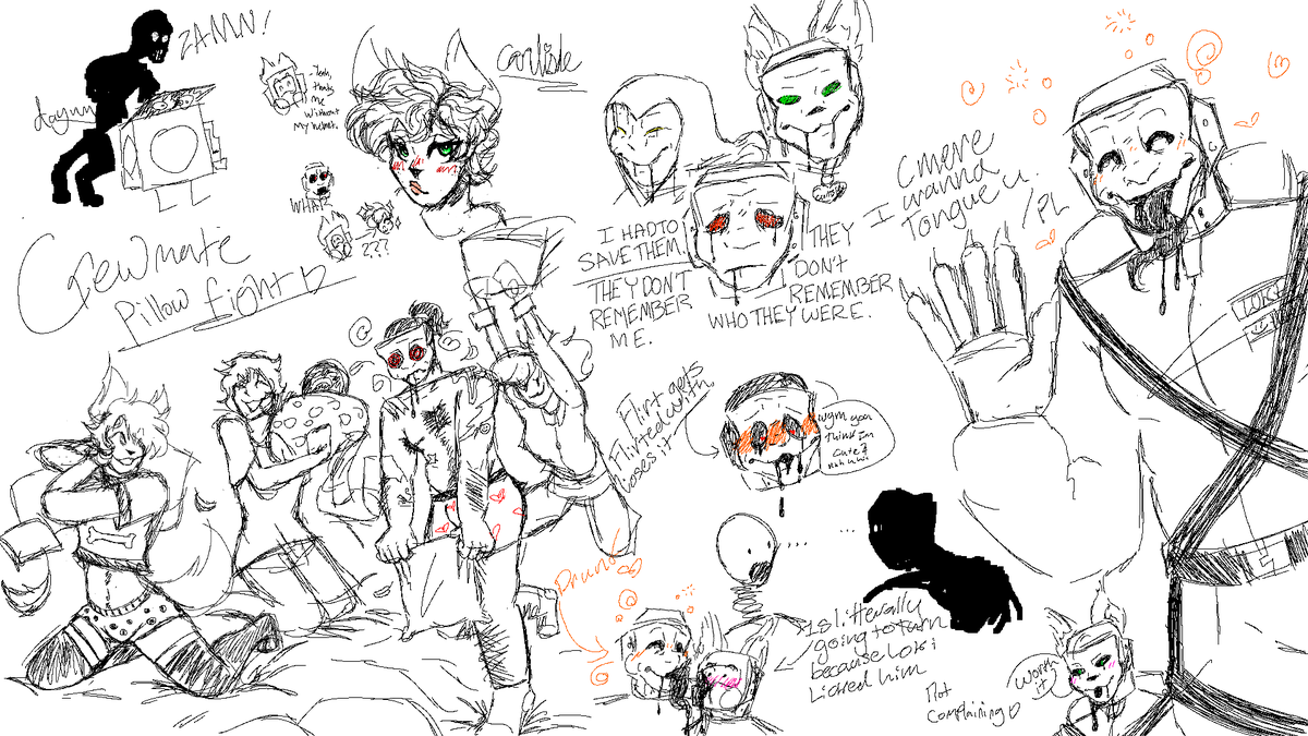 smittenzs's tweet photo. more doodlez with @PureElement10 this time with a crewmate pillow fight! https://t.co/1gzdbByLWH