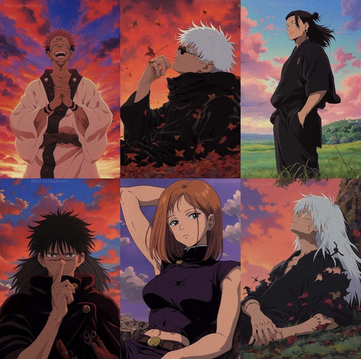 Jujutsu Kaisen characters in 90s anime styles