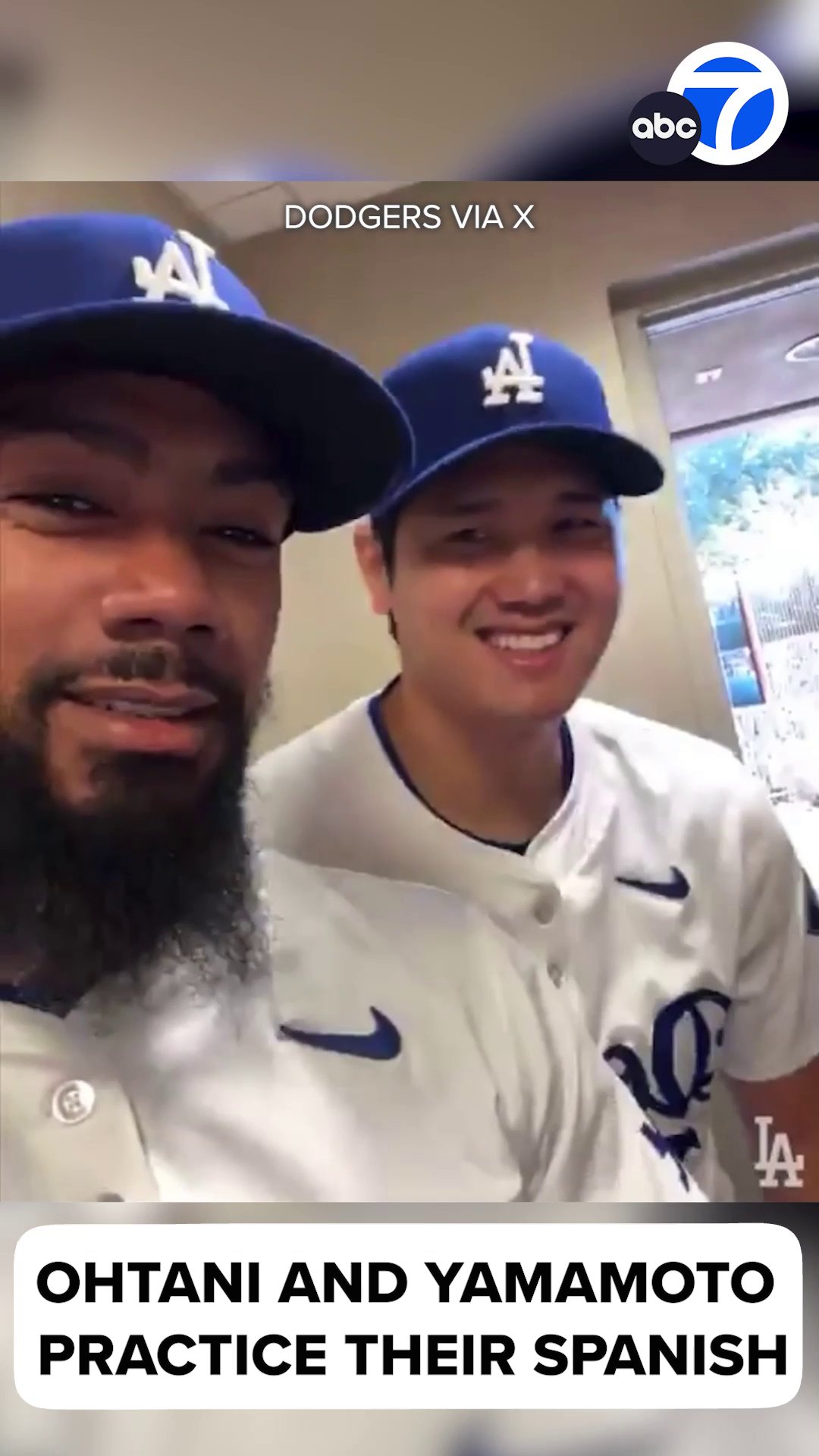 ABC7 Eyewitness News on X: "As if we needed another reason to love the new  boys in blue! 💙⚾️🧢 Check out Shohei #Ohtani and Yoshinobu #Yamamoto  practicing their Spanish with the help