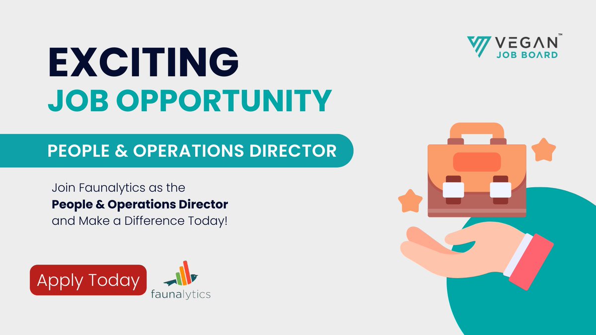 🚀 Join Faunalytics! 

HR &amp; Operations Expert Needed.

Be a People &amp; Operations Director and support animal advocacy. Apply today!

jobs.veganmainstream.com/job/3374/peopl…

#Vegan #Jobs