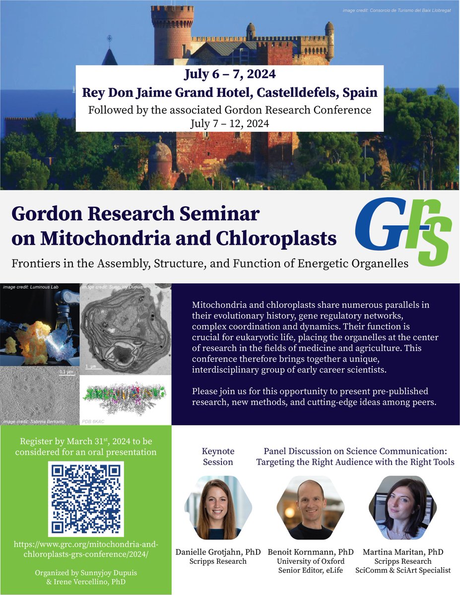 Join us for the 2024 Mitochondria and Chloroplasts Gordon Research Seminar in Spain! Don't miss this wonderful opportunity to present your early career research🌱🦠 Register by March 31st to be considered for an oral presentation.