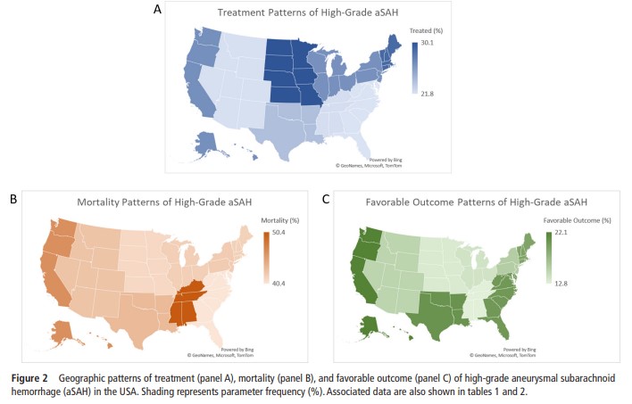 Are you treating all Hunt-Hess 4/5 SAH patients that you can help? @adicpini @almuftifawaz map the geographical disparities and clinical outcomes of high-grade SAH treatment in the US bit.ly/3wqicM8 #sah