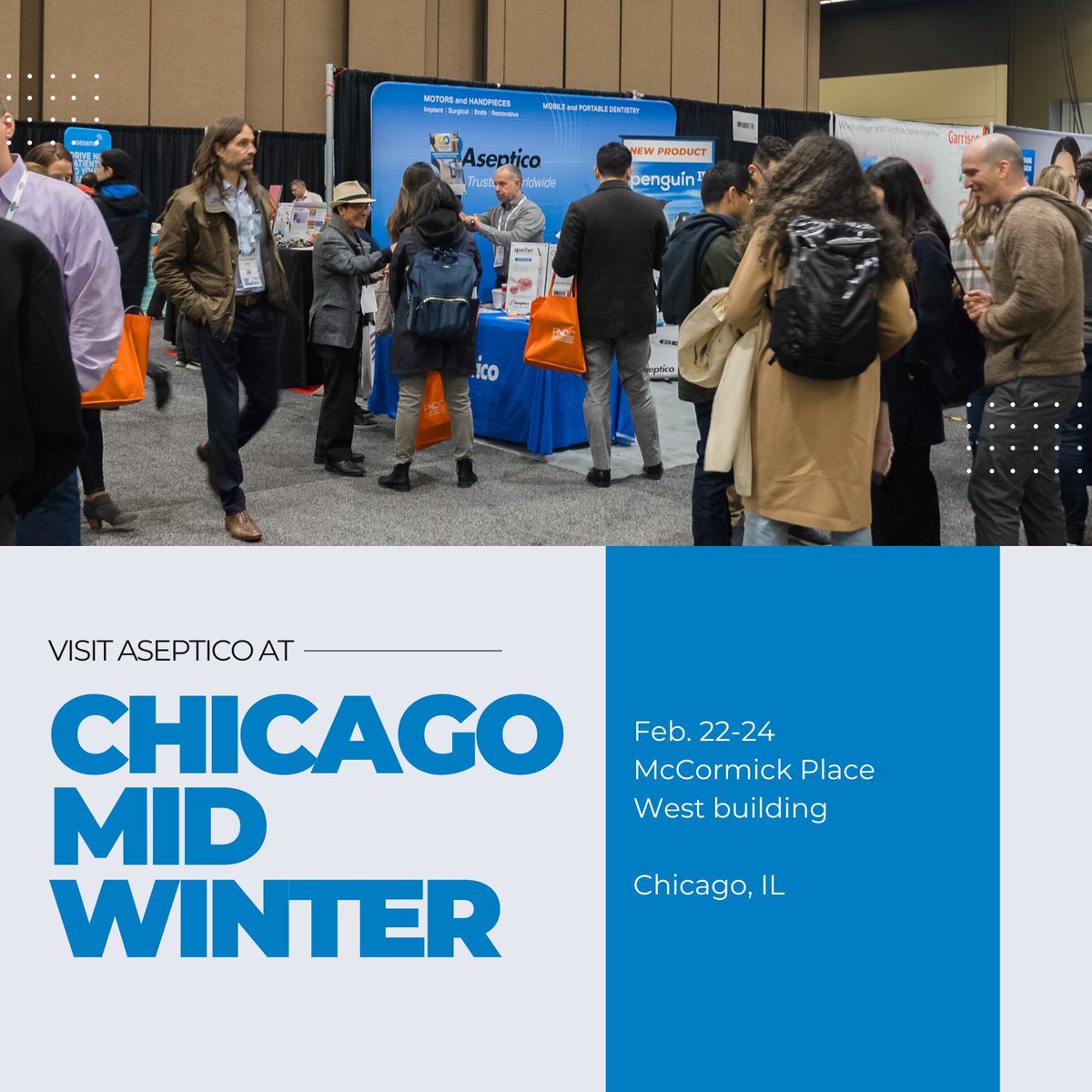Aseptico will be at the Chicago Midwinter Meeting from Feb. 22-24! Come by booth 3502 and grab a 2024 catalog to see all of our offerings for the new year! #CMS #CMS2024