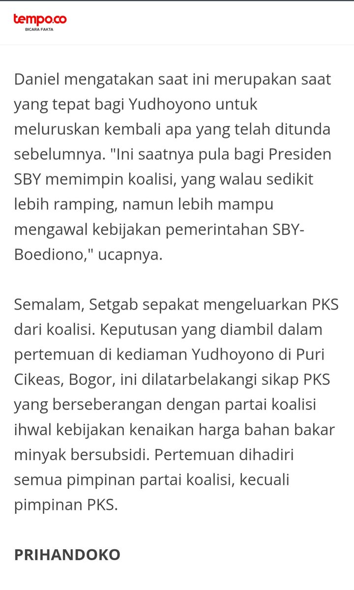 <a href="/mawakresna/">Mawa Kresna</a> PKS ini konsisten. Inget jaman SBY, walaupun PKS partai pengusung presiden &amp; pendukung pemerintah tapi tetep berani kritis, berani ngelawan