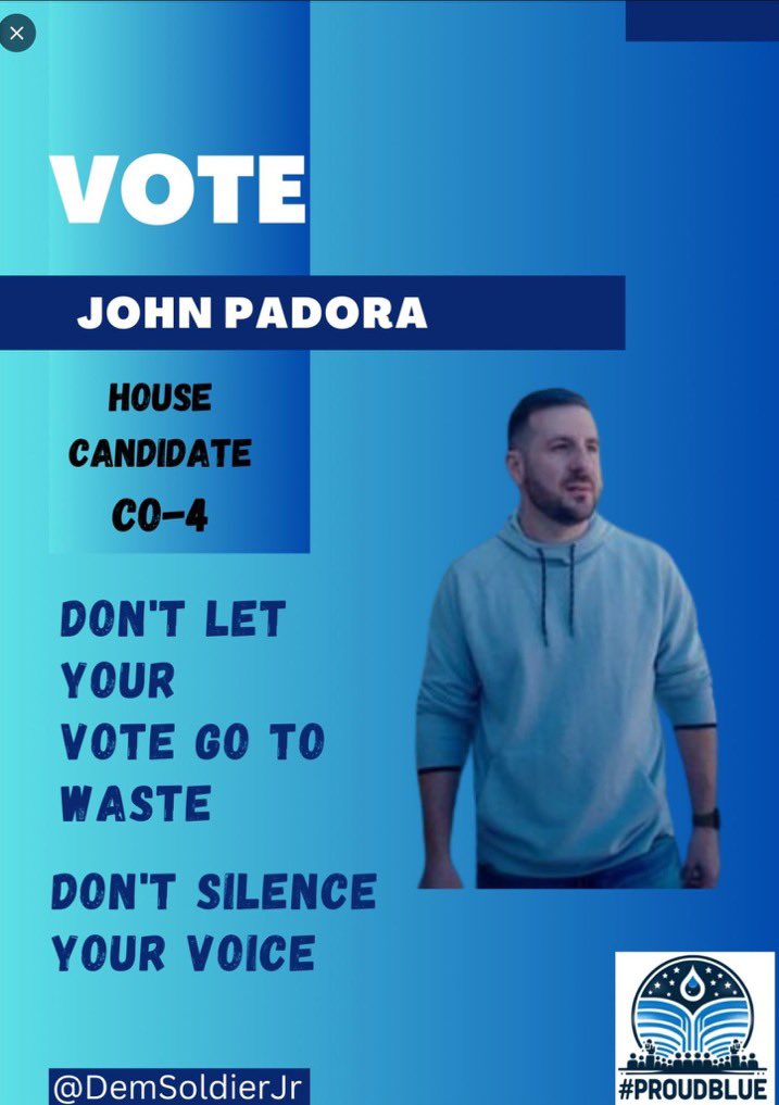 TommasinaResist's tweet photo. #ProudBlue #DemVoice1 #Padora
Meet John Padora @PadoraforCO,
Democrat running for US House in Colorado's 4th District- the one Lauren Boebert decided to run in because she couldn't win re-election in her current seat. See his launch video here.
Spread his message.
Unseat Lauren Boebert
