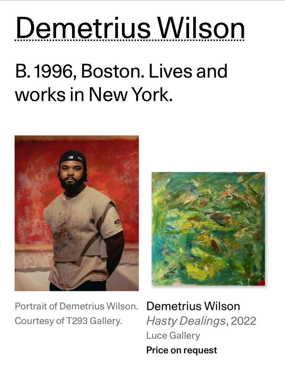 freshcutdil's tweet photo. Holla at @DARTWilson, one of @artsy’s 29 Black Artists to Discover tomorrow at his solo exhibition at Harper’s Chelsea 534 from 6-8 🤝🏿 https://t.co/cjDIirjpMn