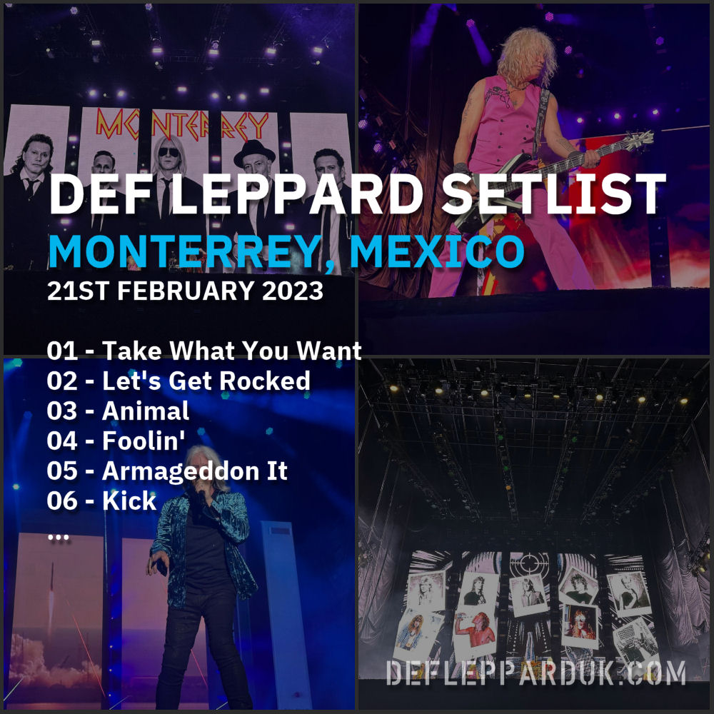 dltourhistory's tweet photo. #DefLeppard #Setlist for a show in
#Monterrey MEXICO 🇲🇽 1 Year Ago on this day in 2023
01 - Take What You Want
02 - Let's Get Rocked
03 - Animal...
#2023Tour #defleppard2023 #diamondstarhalos #theworldtour #estadiobanorte #defcrue
https://t.co/P0Z6lW0SJQ https://t.co/gRT1kVZmPg