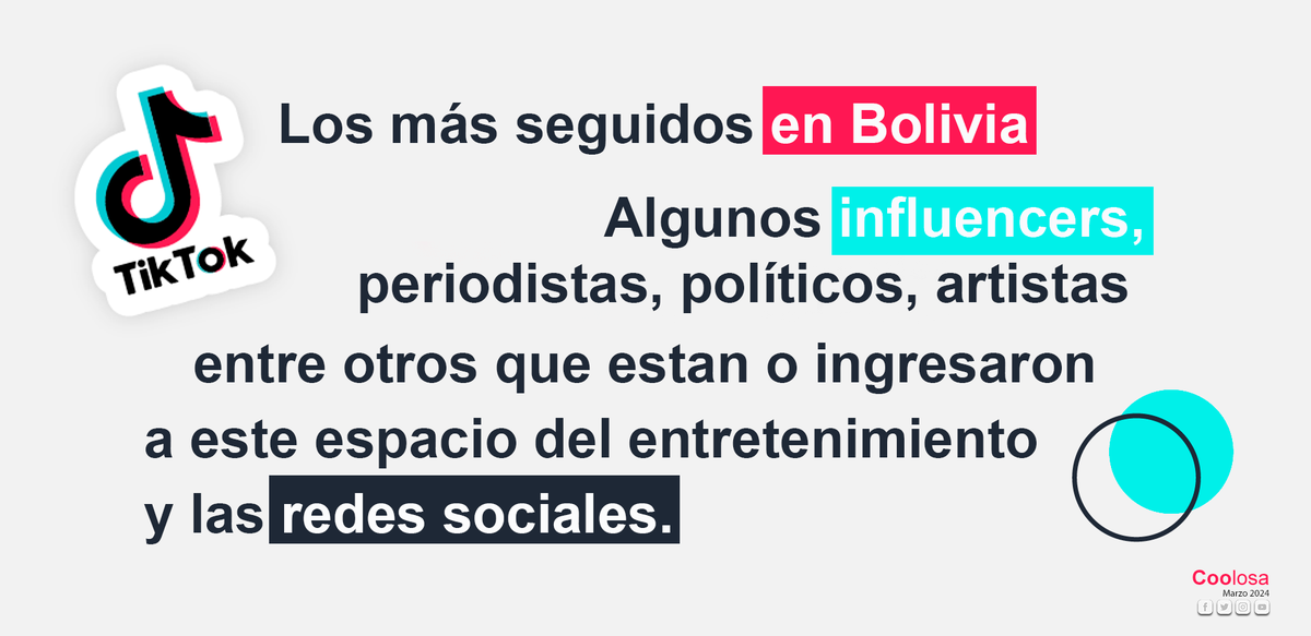 coolosaa's tweet photo. En marzo publicaremos una lista de la plataforma de entretenimiento del Tiktok y los tiktokers más famosos y seguidos en Bolivia.

Menciona si conoces a algunos para que sean parte de  la publicación 

Gracias por tu réplica. https://t.co/UimlxecEWF