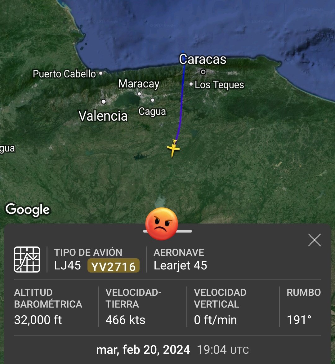 Arr3ch0's tweet photo. El otro LJ45 de PDVSA, el #YV2716, también salió ayer casi al mismo tiempo que yv-1118 en rumbo Sur y el app aún no lo ha vuelto a detectar. Como dije antes, éstos solo son rastreados por multilateración por lo que necesitan 4 receptores en tierra en rango para rastrearlo. https://t.co/qlmr2b6k9h